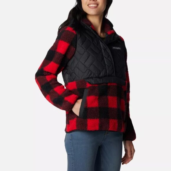 Columbia | Sweet View™ Fleece Hooded Pullover | Red & Black Buffalo Check | XL - Picture 3 of 14